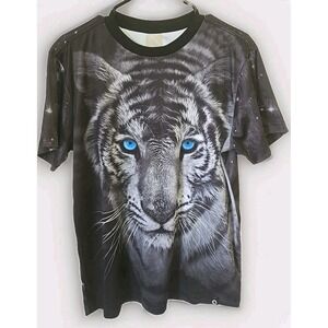 Vtg Akademiks T-Shirt Mens L Animal Graphic All Over Nature Print AOP Y2K 90s